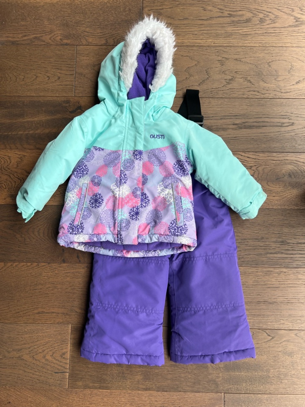 Gusti Aqua Trim with Purple Fleece Kids Snow Jacket & Pants